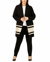 Alfani Womens Plus size 3X Black Beige Striped Tunic Length Knit Jacket NEW $138 - £31.31 GBP