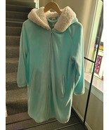 Pottery Barn PB Teen Sherpa Hooded Aqua Plush One Size Robe Bath Lounge ... - $40.55 CAD