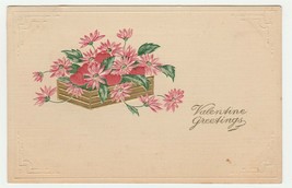 Vintage Postcard Valentine Pink Gerbera Daisy Flowers Embossed 1914 Germany - £5.46 GBP