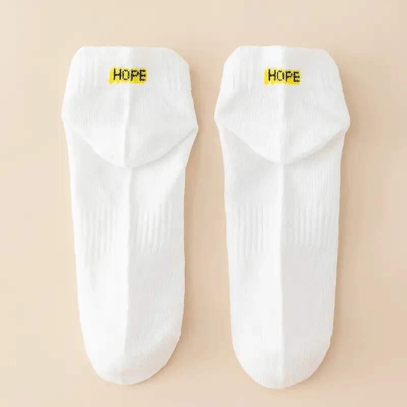 5pairs Unisex Letter Graphic "HOPE" Ankle Crew Socks (Size 6-9) "WHITE" ~ NEW!!! Item image 6