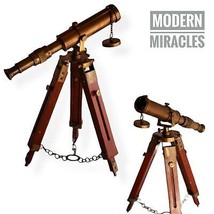 Telescopio in ottone antico con treppiede in legno Arredamento da scriva... - £35.88 GBP