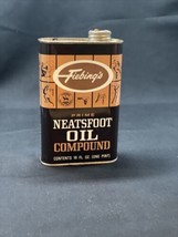 Vintage Fiebings Prime Neatsfoot Oil Comp. 16 Oz Tin Can Boots Leather 7... - £13.90 GBP