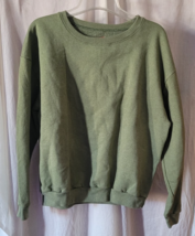 Women's Hanes Sweatshirt Size XL Solid Green Long Sleeve Ribbed Neck Casual - $9.99