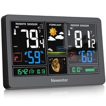 Newentor Weather Station Wireless Indoor Outdoor Thermometer, Color, Black - £45.38 GBP