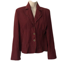 Jane Ashley Classy Button Front Collared Blazer ~ Sz S ~ Burgundy ~ Long Sleeve - £12.93 GBP