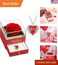 Red Rose with Angel Wings Necklace: Unique Gift for Mother&#39;s Day &amp; Anniv... - $68.99