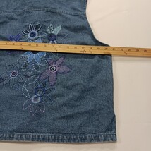 Draper’s & Damon’s RN#81492 Women’s PL Blue Embroidery Floral Cotton Denim Vest image 7