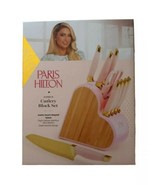 Paris Hilton 10-Piece Heart-Shaped Stainless Steel Knife Block Set, Pink - £77.43 GBP