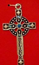 Gloria Duchin Christmas Ornament Pewter Cross Crucifix Believe - £10.08 GBP