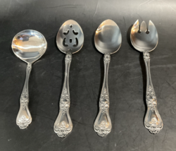 Summer Rose Rogers/IS STAINLESS 4 piece Serving Set SILVERWARE 1847 Flat... - $19.79