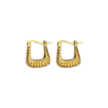 18K Yellow Gold Plated Square Shape Chunky Twisted 925 Silver Hoop Earrings - £54.68 GBP
