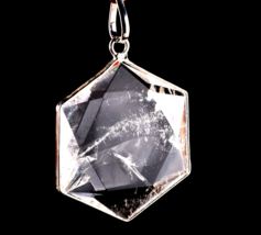 satyaloka Quartz Hexagonal Star Pendant with Phenomenal Energy | azeztul... - $70.13