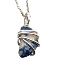 Rare Natural Lazulite Hand Forged Art Wrap Pendant Sterling Silver #83 - €38,49 EUR