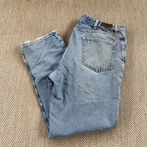 L.L. Bean Flannel Lined 34x30 Blue Jeans Vintage Distressed Heavy Denim - $15.79