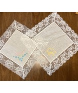 Vintage Lace Ladies Embroidered Handkerchiefs- GRANDMOTHER And MOTHER- G... - £7.81 GBP