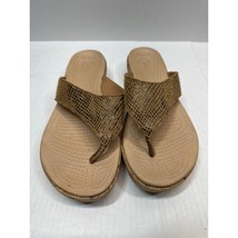 Crocs Tan Brown Snake Print Thong Cork Wedge Sandals Womens Size 9 - $614.82 MXN