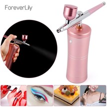 Top 0.4mm Pink Mini Air Compressor Kit Air-brush Paint Spray Gun Airbrush For Na - £29.88 GBP+