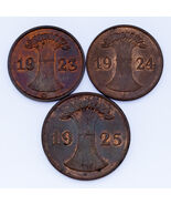 1923-1925 German 1 &amp; 2 Rentenpfennig Coin lot of 3 (AU-BU) KM # 30, 38 - €51,06 EUR