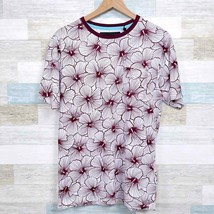 Soul Star England Hawaii Floral T Shirt Burgundy White Allover Print Men... - $26.72