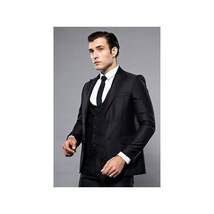 Men 3pc European Vested Suit WESSI by J.VALINTIN Extra Slim Fit JV9 Black corded image 8