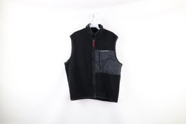 Vintage 90s Ralph Lauren Mens Large Spell Out Full Zip Fleece Vest Jacket Black - £47.84 GBP