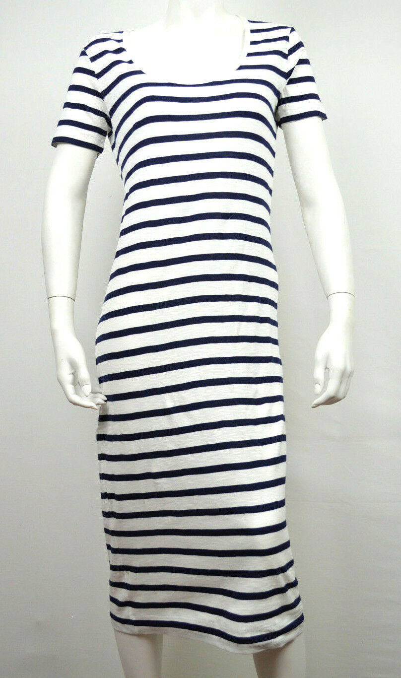 French Connection Maternity White Navy Striped Sardina T-Shirt Dress Med... - $12.86