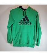 Adidas Womens Hoodie Small Green Pullover Sweatshirt Hooded Three Stripe - £11.84 GBP