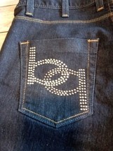  Bebe 2b Skinny Kitty Women&#39;s Jeans Rear Pocket Beaded Logo Dark Blue SZ 28 - £10.27 GBP