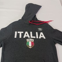 UMBRO Men's Sz M ITALIA Hoodie Gray Hoodie Pullover Sweatshirt Pocket Italy Flag image 11