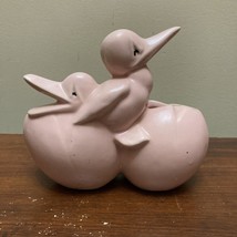 McCoy ducks and eggs planter pink glaze red cold paint trim 1950’s 5” tall - £26.59 GBP