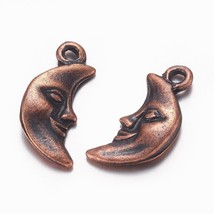 3 Moon Charms Antique Copper Tone Man in the Moon Pendants Celestial Fairy Tale - £2.17 GBP