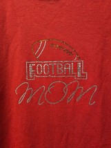 Football Mom T-shirt Red with Rhinestones Size XL by Jerzees Heavyweight Blend - £17.11 GBP