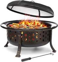 Singlyfire 36 Inch Fire Pits For Outside Large Outdoor Wood Burning, Poker - £129.97 GBP