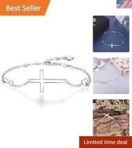 Classic Sterling Silver Cross &amp; Infinity Heart Bracelet with Elegant Jew... - $831.34 MXN