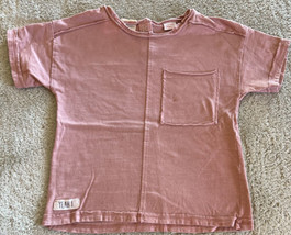 Zara Baby Boy Dusty Rose Pink Short Sleeve Front Pocket Shirt 12-18 Months - $9.31