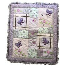 CoCaLo Sugar Plum Crib Quilt Butterfly Flower 3D Purple Gingham - £16.52 GBP