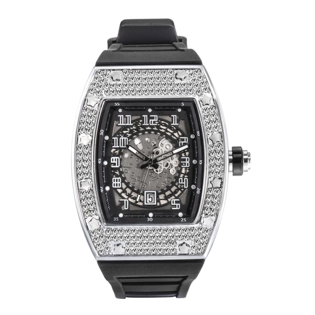 New Men Wrist Watches Tonneau Rubber Strap Waterproof Male Quartz Watch ... - £46.37 GBP
