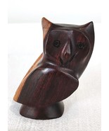 VTG Carved 2 toned Ironwood Owl Bird Art Sculpture Figurine 3.5&#39; MCM Dec... - $14.95