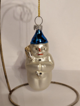 West German Antique Glass Snowman Vintage Christmas Ornament Decoration 1950&#39;s - £7.66 GBP
