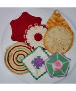 Vintage Pot Holder LOT of 7 Hand Crochet Hot Pads Kitchen Cooking - $408.41 MXN