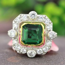 2.5Ct Art Déco Antico Verde Smeraldo Taglio Vintage Fidanzamento Anello Argento - £92.32 GBP