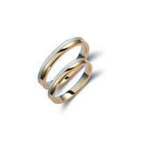 Two-Tone Wedding Band, 3.5mm Wedding Bands Set, Minimalist Bands, Wedding Band P - £333.84 GBP