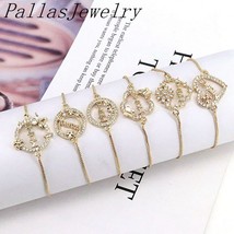 10Pcs New Arrivals Mother&#39;s Day Bracelet Fashion Micro Pave CZ Gold Plated Bangl - £40.15 GBP