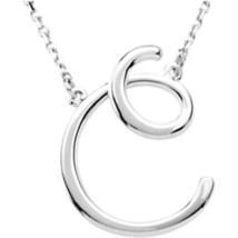 Genuine 14K Yellow Gold 0.70&quot; Script Font C Letter 16&quot; Initial Necklace - $1,599.60 MXN
