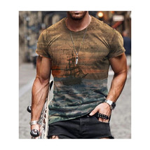  Sailing Nautical T Shirt   Sailors Tee Gray Crew Neck Short Sleeve Fash... - $19.49