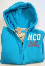 Hollister Mens Distressed Vintage Blue Zip Zipper Waffle Hoodie Jacket S NWT - $44.99