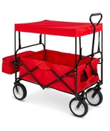 Collapsible Utility Wagon Cart Indoor/Outdoor with Canopy - Red - $284.43