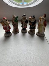 &quot;Santa&#39;s Around The World&quot; Lot of 5 Vtg Porcelain Rustic Christmas Ornaments - $10.40