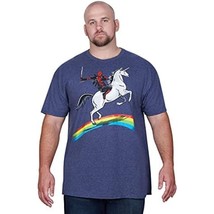 Marvel unisex adult Deadpool Riding a Unicorn on Rainbow T-shirt Navy Heather XX - £9.43 GBP
