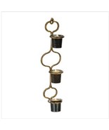 Distressed Metal Wall Sconce w/ 3 Black Glass Votive Candle Holders Bron... - $36.90 CAD